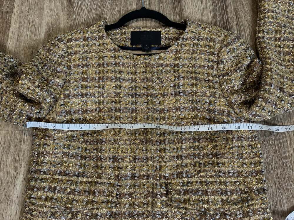 J Crew Collection Tweed Lady Jacket in Gold Silver Metallic Size 6 - Picture 7 of 8